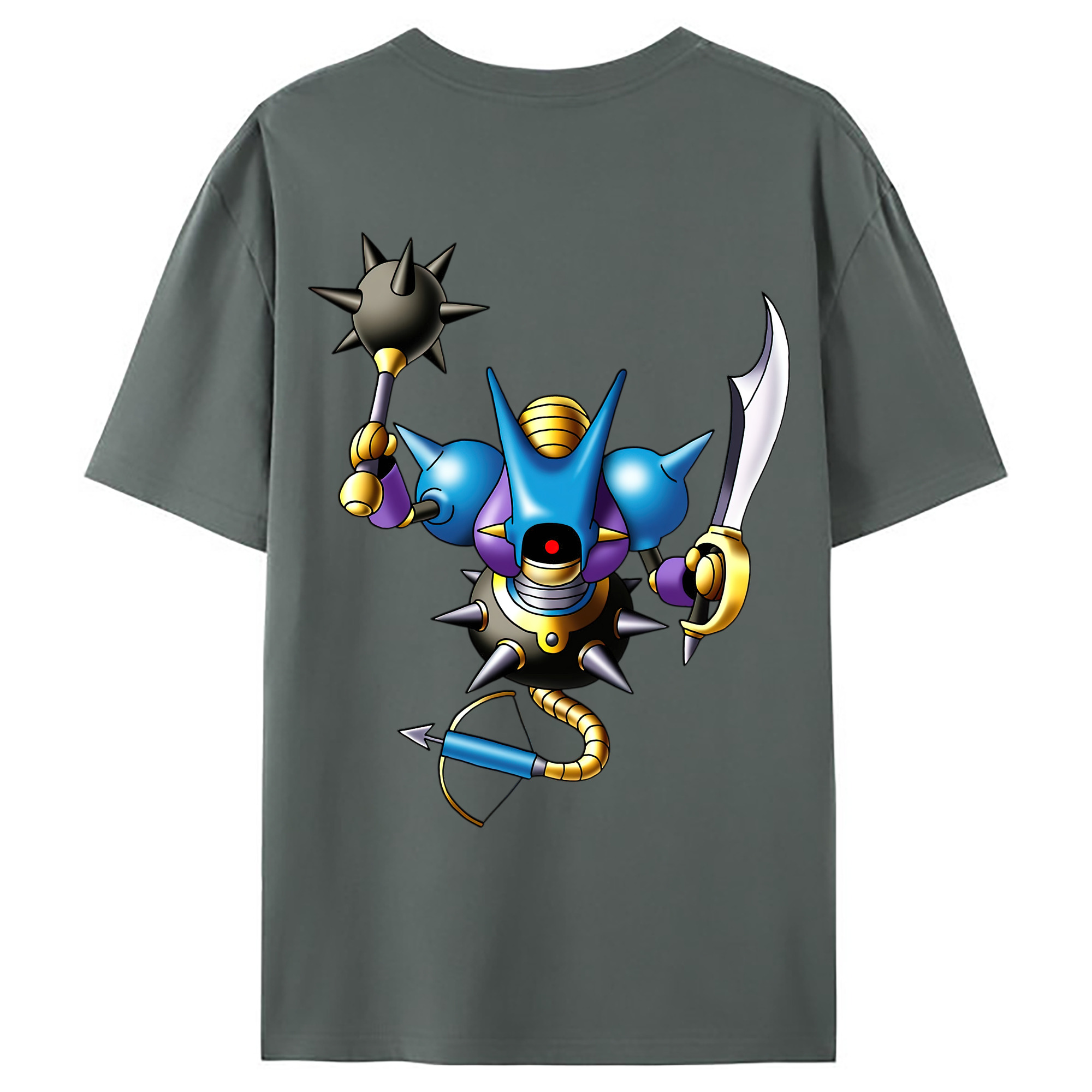（画像用） ドラゴンクエスト Doragon Kuesuto Dragon Quest 綿100％ メンズ半袖Tシャツ（バックプリント） 通気性